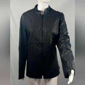Women Plus Quilted Leather Jacket